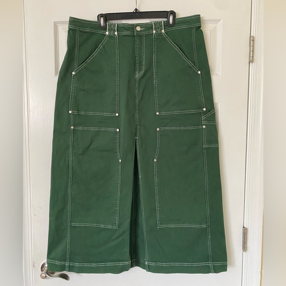 Pilcro Anthropologie Green Carpenter Maxi Skirt